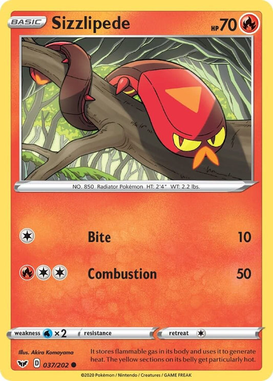 Sizzlipede (037) [SWSH01 - 037/202] Condition: Near Mint Collectible Trading Cards SWSH01: Sword & Shield Base Set Also available: Language: English Printing: Reverse Holofoil