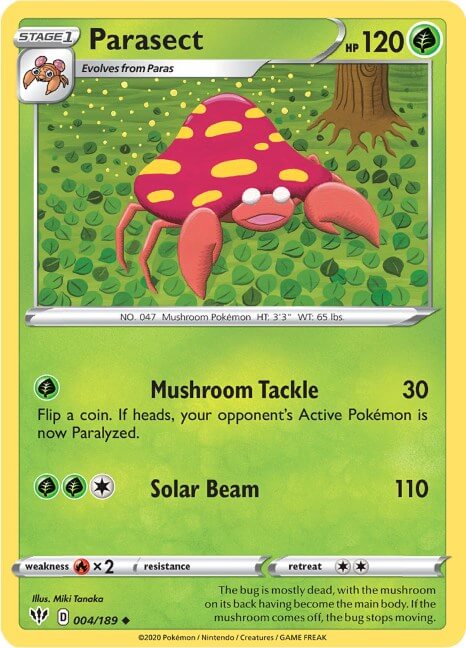 Parasect [SWSH03 - 004/189] Condition: Near Mint Collectible Trading Cards SWSH03: Darkness Ablaze Also available: Language: English Printing: Reverse Holofoil