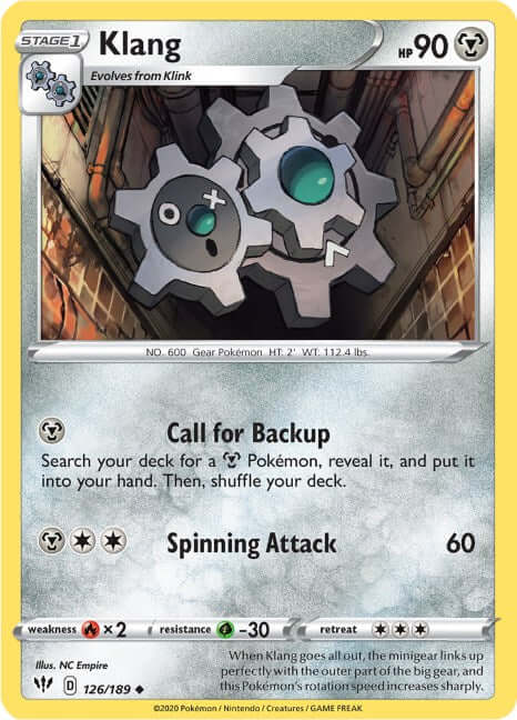 Klang [SWSH03 - 126/189] Condition: Near Mint Collectible Trading Cards SWSH03: Darkness Ablaze Also available: Language: English Printing: Reverse Holofoil