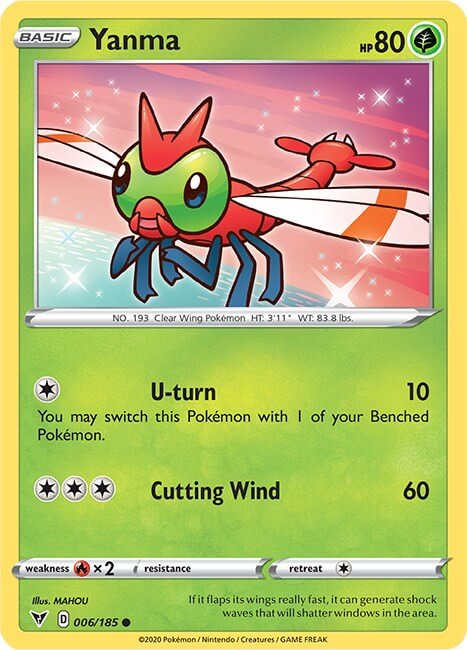 Yanma [SWSH04 - 006/185] Condition: Near Mint Collectible Trading Cards SWSH04: Vivid Voltage Also available: Language: English Printing: Reverse Holofoil