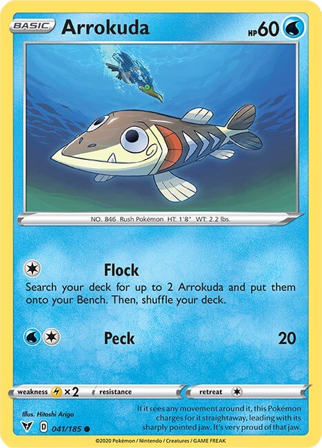 Arrokuda [SWSH04 - 041/185] Condition: Near Mint Collectible Trading Cards SWSH04: Vivid Voltage Also available: Language: English Printing: Reverse Holofoil