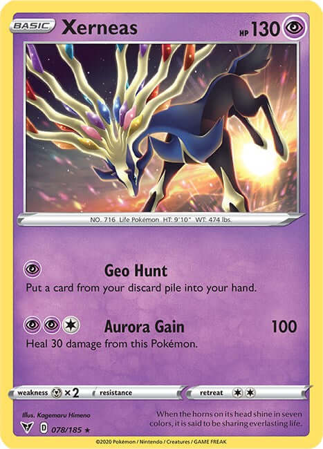 Xerneas [SWSH04 - 078/185] Condition: Near Mint Collectible Trading Cards SWSH04: Vivid Voltage Also available: Language: English Printing: Holofoil