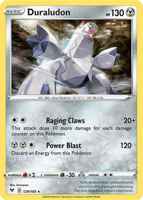 Duraludon [SWSH04 - 129/185] Condition: Near Mint Collectible Trading Cards SWSH04: Vivid Voltage Also available: Language: English Printing: Reverse Holofoil