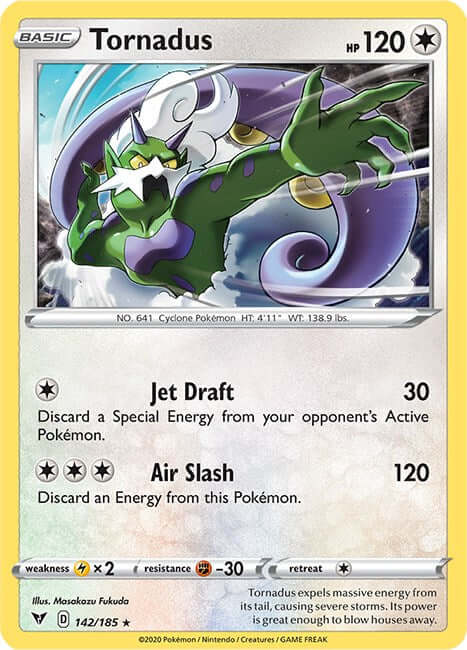 Tornadus [SWSH04 - 142/185] Condition: Near Mint Collectible Trading Cards SWSH04: Vivid Voltage Also available: Language: English Printing: Holofoil