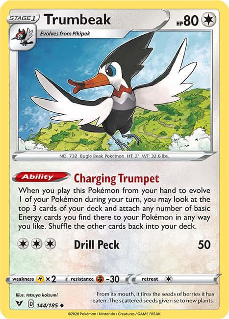 Trumbeak [SWSH04 - 144/185] Condition: Near Mint Collectible Trading Cards SWSH04: Vivid Voltage Also available: Language: English Printing: Reverse Holofoil