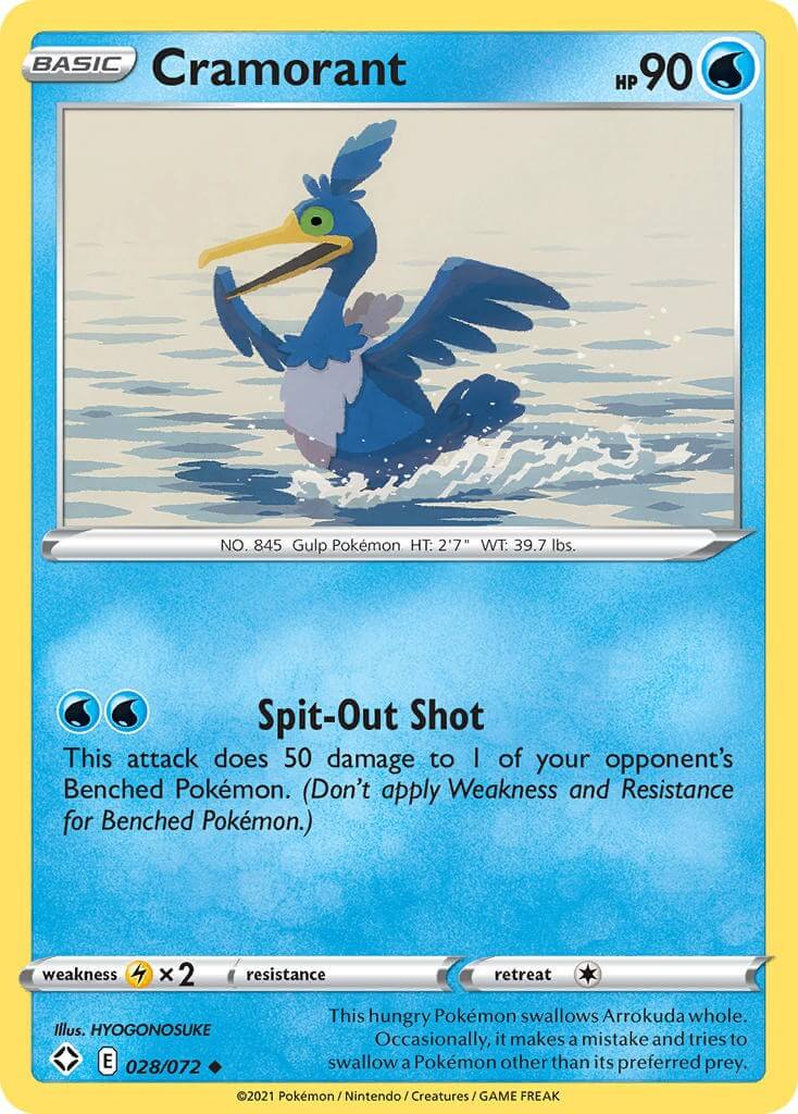 Cramorant [SHF - 028/072] Condition: Near Mint Collectible Trading Cards Shining Fates Also available: Language: English Printing: Reverse Holofoil