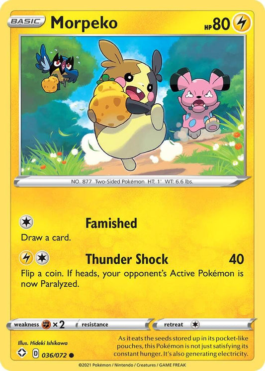 Morpeko (036) [SHF - 036/072] Condition: Near Mint Collectible Trading Cards Shining Fates Also available: Language: English Printing: Reverse Holofoil
