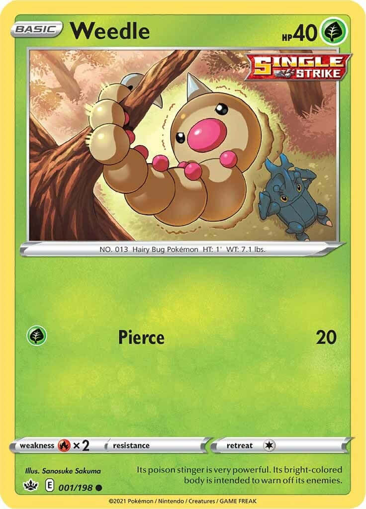 Weedle [SWSH06 - 001/198] Condition: Near Mint Collectible Trading Cards SWSH06: Chilling Reign Also available: Language: English Printing: Reverse Holofoil