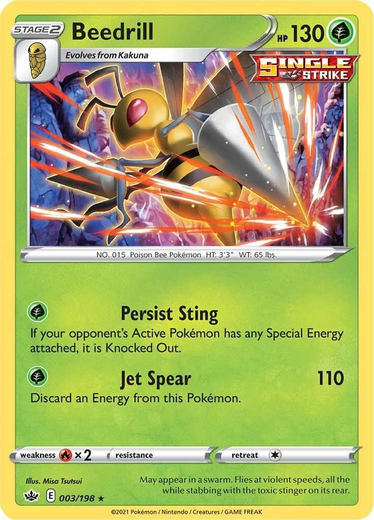 Beedrill [SWSH06 - 003/198] Condition: Near Mint Collectible Trading Cards SWSH06: Chilling Reign Also available: Language: English Printing: Holofoil