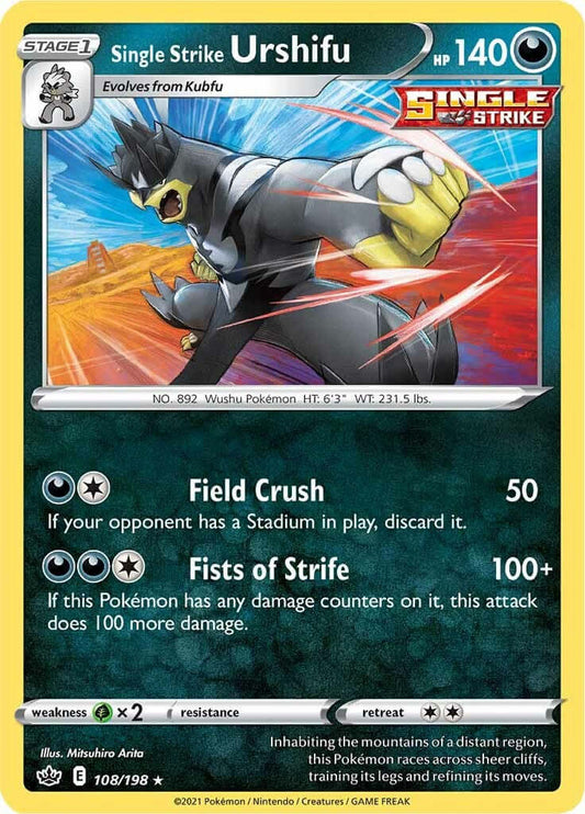 Single Strike Urshifu [SWSH06 - 108/198] Condition: Near Mint Collectible Trading Cards SWSH06: Chilling Reign Also available: Language: English Printing: Holofoil