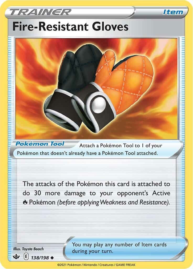 Fire-Resistant Gloves [SWSH06 - 138/198] Condition: Near Mint Collectible Trading Cards SWSH06: Chilling Reign Also available: Language: English Printing: Reverse Holofoil