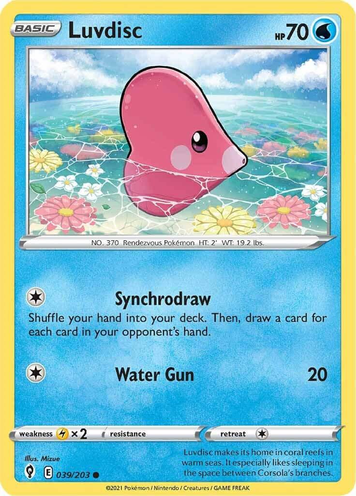 Luvdisc [SWSH07 - 039/203] Condition: Near Mint Collectible Trading Cards SWSH07: Evolving Skies Also available: Language: English Printing: Reverse Holofoil