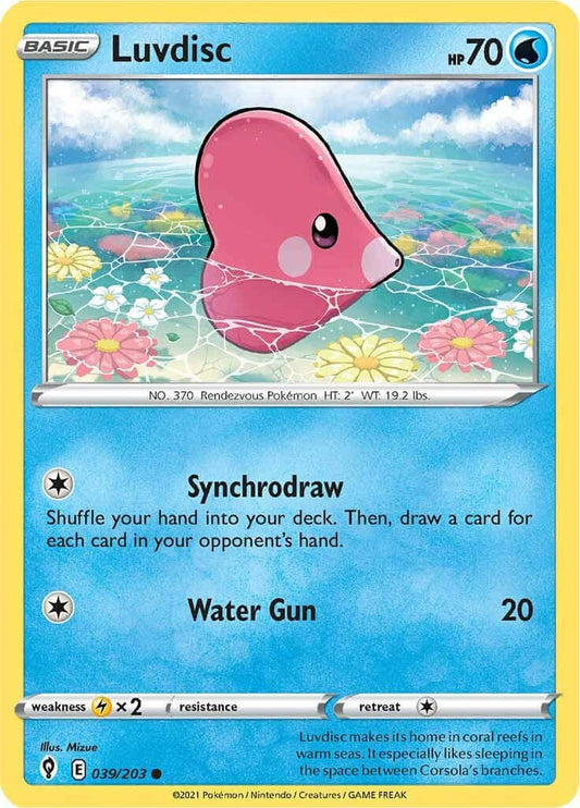 Luvdisc [SWSH07 - 039/203] Condition: Near Mint Collectible Trading Cards SWSH07: Evolving Skies Also available: Language: English Printing: Reverse Holofoil
