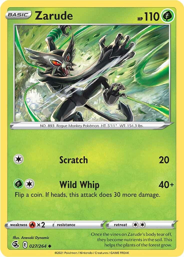 Zarude [SWSH08 - 027/264] Condition: Near Mint Collectible Trading Cards SWSH08: Fusion Strike Also available: Language: English Printing: Reverse Holofoil