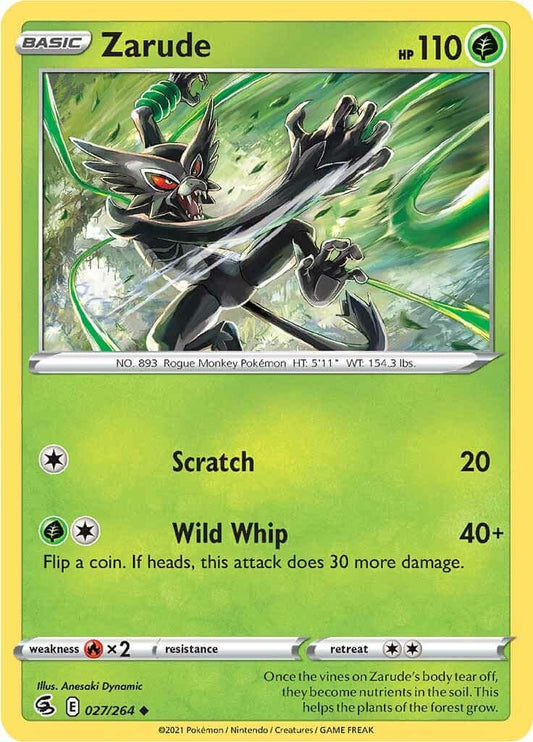 Zarude [SWSH08 - 027/264] Condition: Near Mint Collectible Trading Cards SWSH08: Fusion Strike Also available: Language: English Printing: Reverse Holofoil