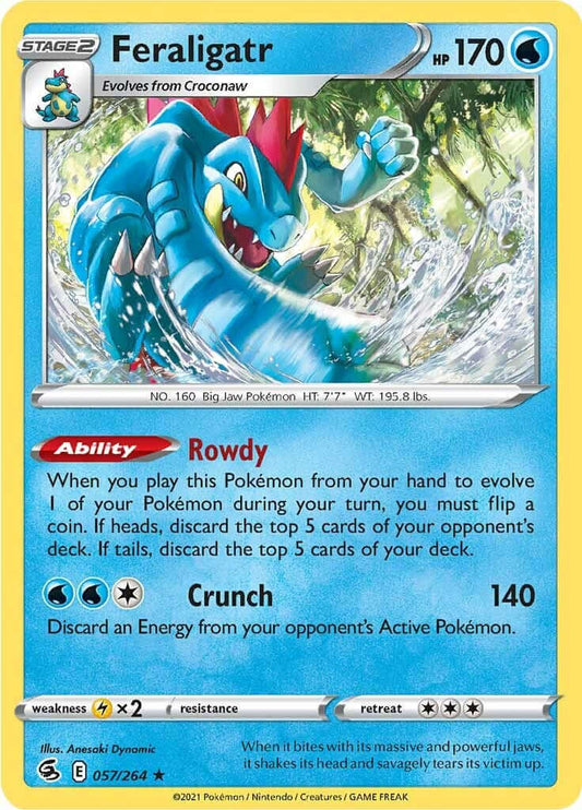Feraligatr [SWSH08 - 057/264] Condition: Near Mint Collectible Trading Cards SWSH08: Fusion Strike Also available: Language: English Printing: Holofoil