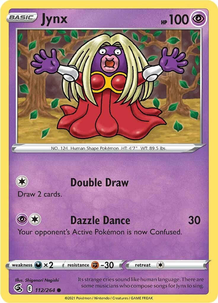 Jynx [SWSH08 - 112/264] Condition: Near Mint Collectible Trading Cards SWSH08: Fusion Strike Also available: Language: English Printing: Reverse Holofoil