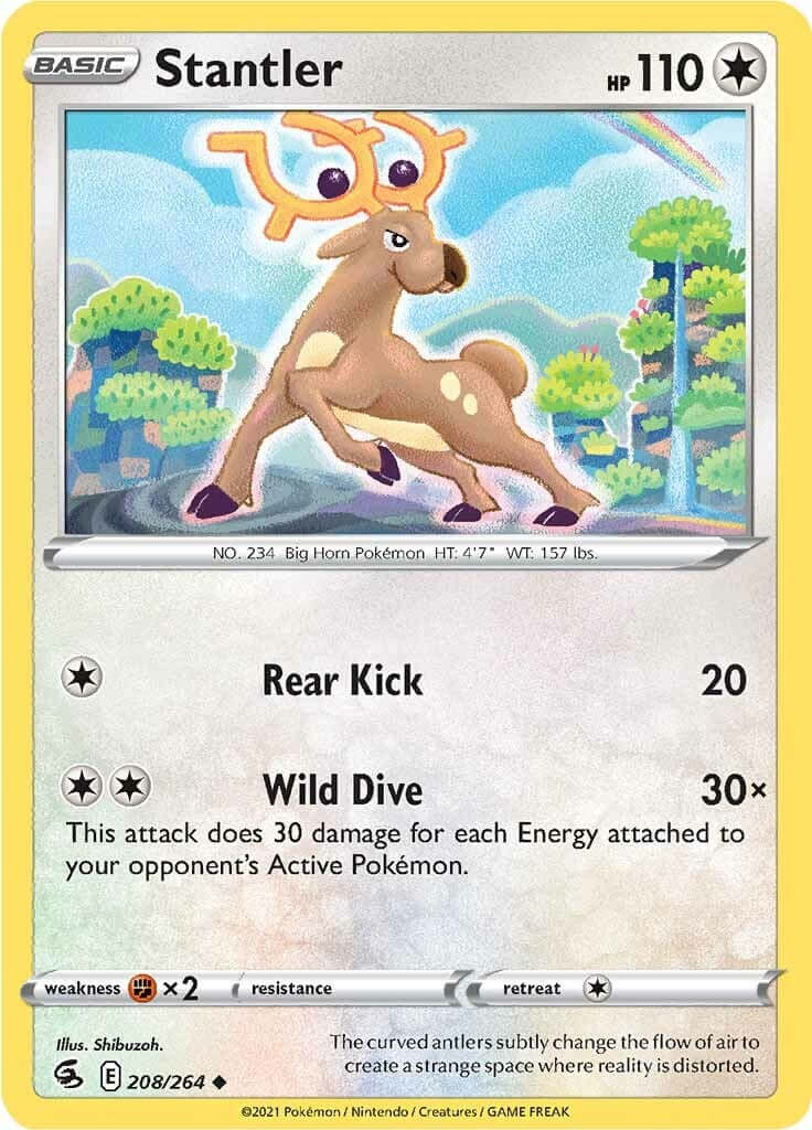 Stantler [SWSH08 - 208/264] Condition: Near Mint Collectible Trading Cards SWSH08: Fusion Strike Also available: Language: English Printing: Reverse Holofoil