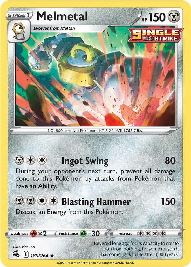 Melmetal [SWSH08 - 189/264] Condition: Near Mint Collectible Trading Cards SWSH08: Fusion Strike Also available: Language: English Printing: Holofoil