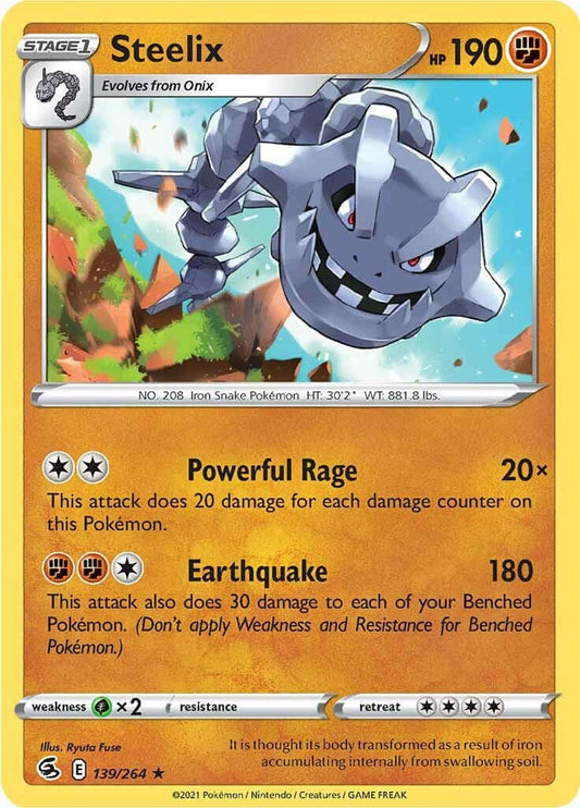 Steelix [SWSH08 - 139/264] Condition: Near Mint Collectible Trading Cards SWSH08: Fusion Strike Also available: Language: English Printing: Holofoil