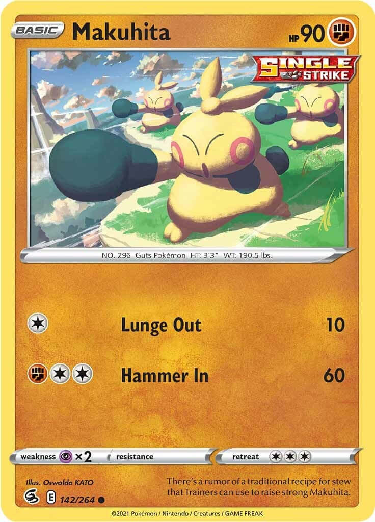 Makuhita [SWSH08 - 142/264] Condition: Near Mint Collectible Trading Cards SWSH08: Fusion Strike Also available: Language: English Printing: Reverse Holofoil