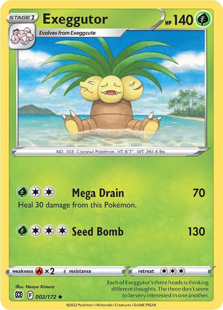 Exeggutor [SWSH09 - 002/172] Condition: Near Mint Collectible Trading Cards SWSH09: Brilliant Stars Also available: Language: English Printing: Reverse Holofoil