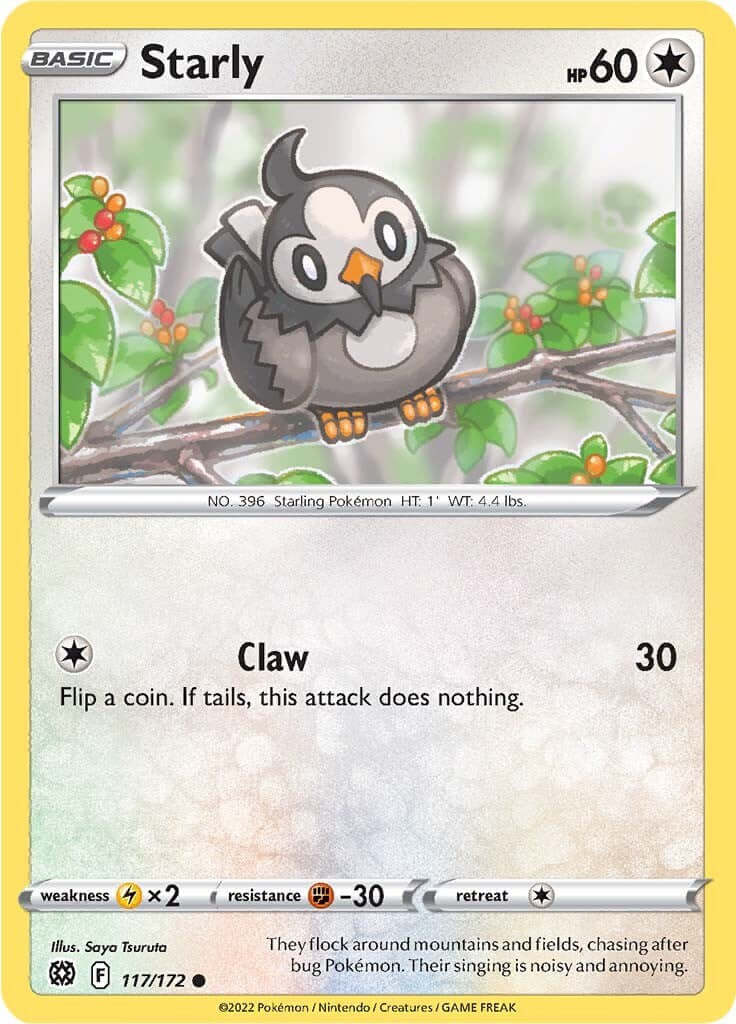 Starly [SWSH09 - 117/172] Condition: Near Mint Collectible Trading Cards SWSH09: Brilliant Stars Also available: Language: English Printing: Reverse Holofoil