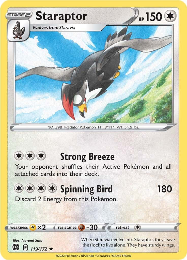 Staraptor [SWSH09 - 119/172] Condition: Near Mint Collectible Trading Cards SWSH09: Brilliant Stars Also available: Language: English Printing: Reverse Holofoil