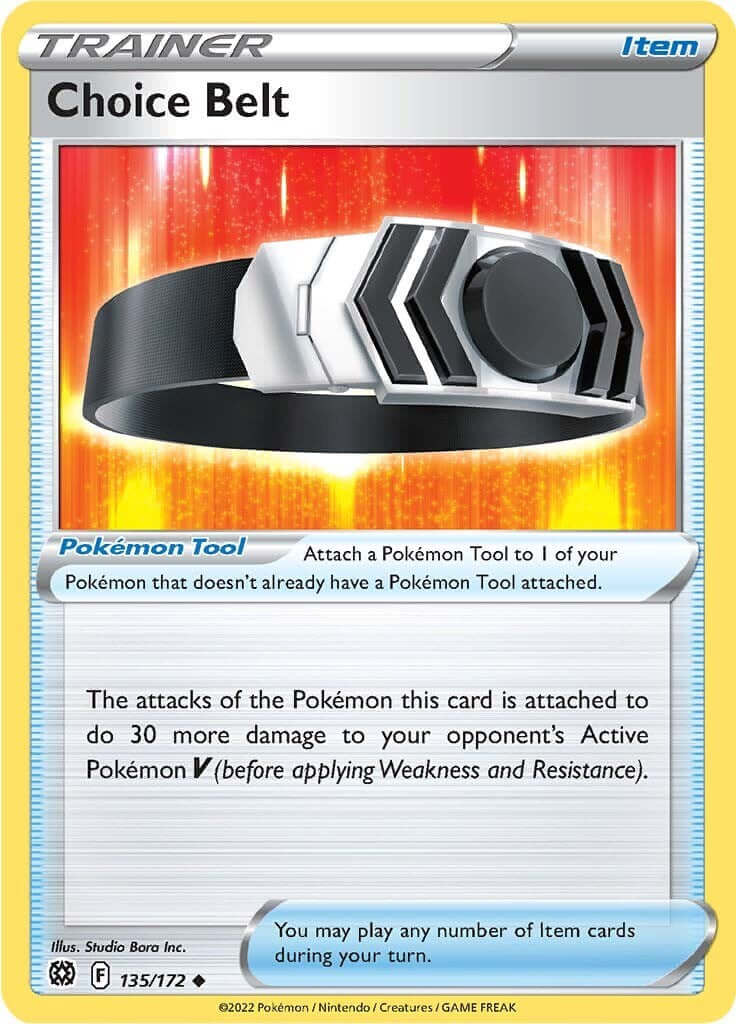 Choice Belt [SWSH09 - 135/172] Condition: Near Mint Collectible Trading Cards SWSH09: Brilliant Stars Also available: Language: English Printing: Reverse Holofoil