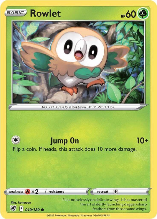Rowlet [SWSH10 - 019/189] Condition: Near Mint Collectible Trading Cards SWSH10: Astral Radiance Also available: Language: English Printing: Reverse Holofoil