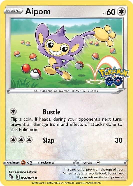 Aipom [PGO - 056/078] Condition: Near Mint Collectible Trading Cards Pokemon GO Also available: Language: English Printing: Reverse Holofoil