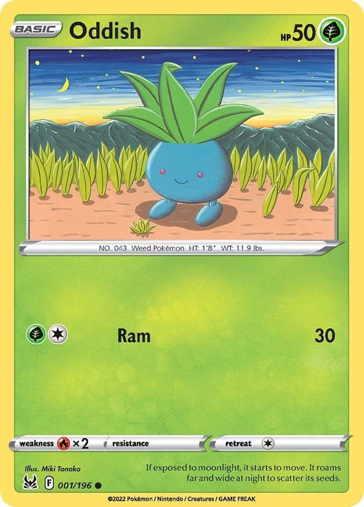 Oddish [SWSH11 - 001/196] Condition: Near Mint Collectible Trading Cards SWSH11: Lost Origin Also available: Language: English Printing: Reverse Holofoil