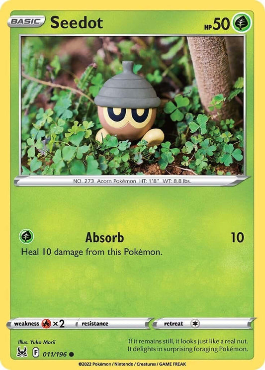 Seedot [SWSH11 - 011/196] Condition: Near Mint Collectible Trading Cards SWSH11: Lost Origin Also available: Language: English Printing: Reverse Holofoil