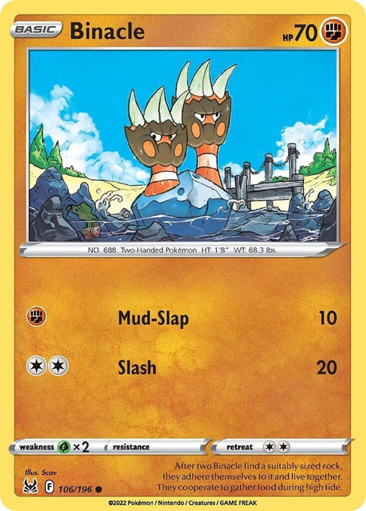Binacle [SWSH11 - 106/196] Condition: Near Mint Collectible Trading Cards SWSH11: Lost Origin Also available: Language: English Printing: Reverse Holofoil