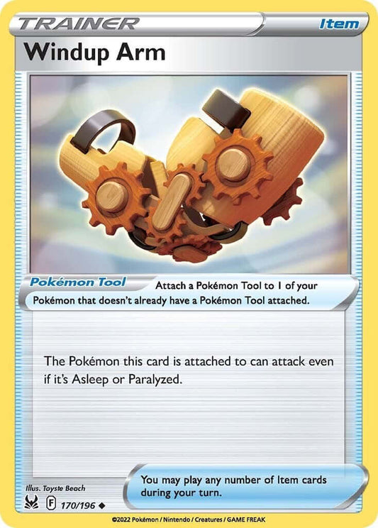 Windup Arm [SWSH11 - 170/196] Condition: Near Mint Collectible Trading Cards SWSH11: Lost Origin Also available: Language: English Printing: Reverse Holofoil