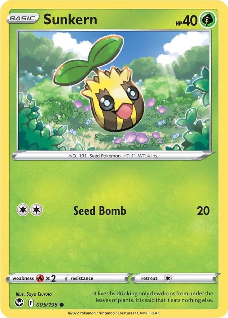 Sunkern [SWSH12 - 005/195] Condition: Near Mint Collectible Trading Cards SWSH12: Silver Tempest Also available: Language: English Printing: Reverse Holofoil