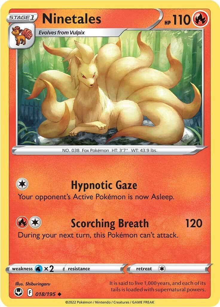 Ninetales [SWSH12 - 018/195] Condition: Near Mint Collectible Trading Cards SWSH12: Silver Tempest Also available: Language: English Printing: Reverse Holofoil
