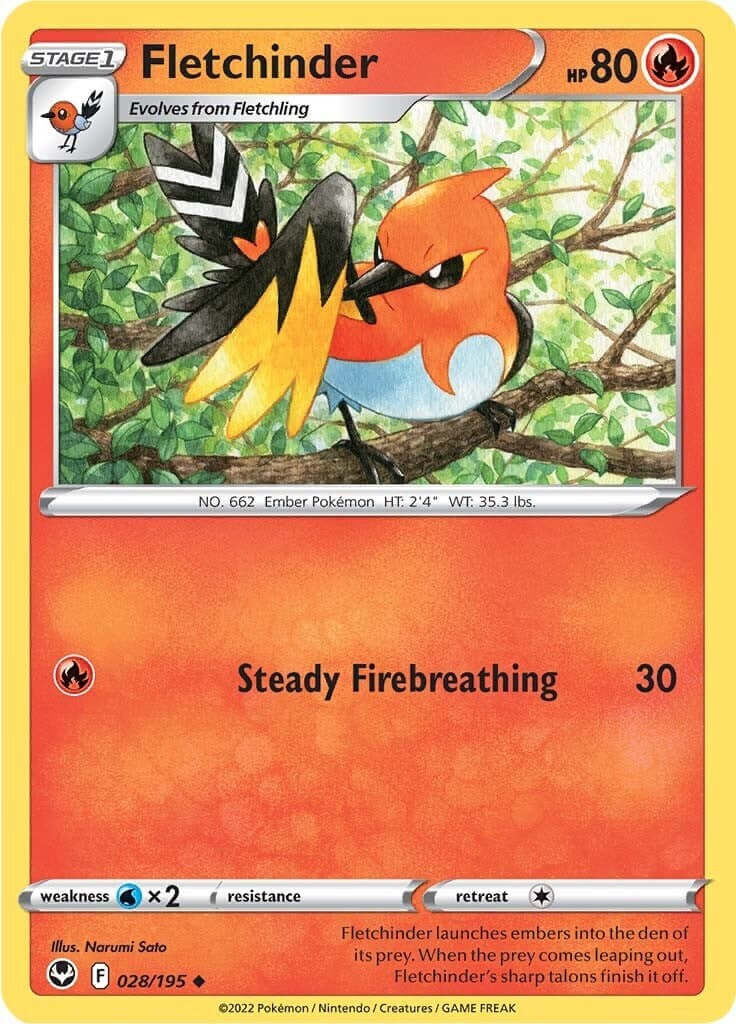 Fletchinder [SWSH12 - 028/195] Condition: Near Mint Collectible Trading Cards SWSH12: Silver Tempest Also available: Language: English Printing: Reverse Holofoil