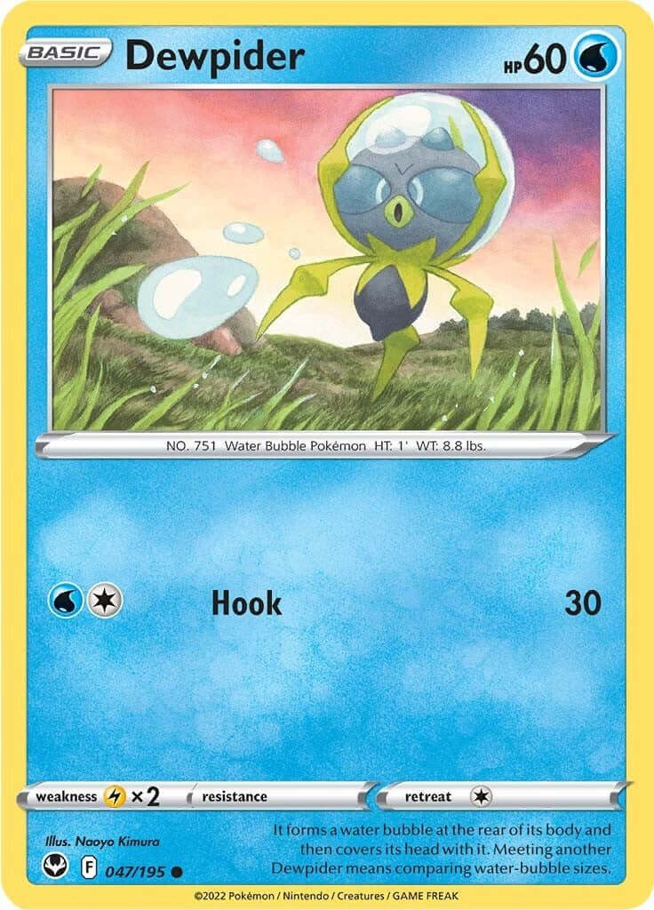 Dewpider [SWSH12 - 047/195] Condition: Near Mint Collectible Trading Cards SWSH12: Silver Tempest Also available: Language: English Printing: Reverse Holofoil