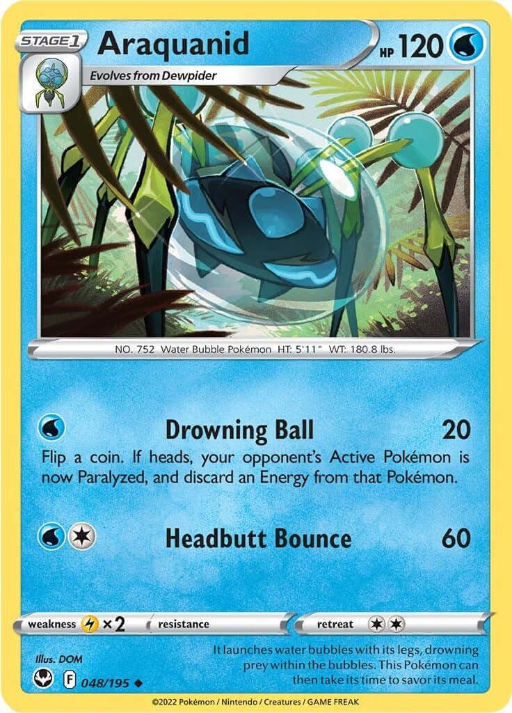 Araquanid [SWSH12 - 048/195] Condition: Near Mint Collectible Trading Cards SWSH12: Silver Tempest Also available: Language: English Printing: Reverse Holofoil