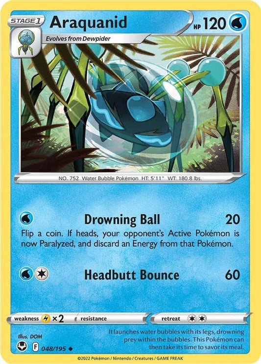 Araquanid [SWSH12 - 048/195] Condition: Near Mint Collectible Trading Cards SWSH12: Silver Tempest Also available: Language: English Printing: Reverse Holofoil