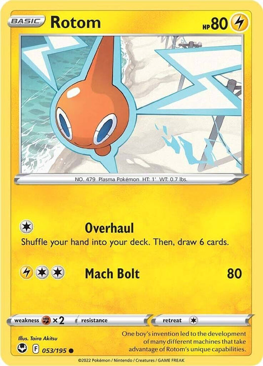 Rotom [SWSH12 - 053/195] Condition: Near Mint Collectible Trading Cards SWSH12: Silver Tempest Also available: Language: English Printing: Reverse Holofoil