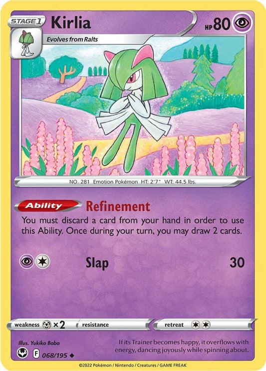 Kirlia [SWSH12 - 068/195] Condition: Near Mint Collectible Trading Cards SWSH12: Silver Tempest Also available: Language: English Printing: Reverse Holofoil
