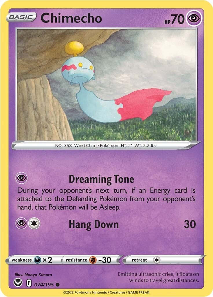 Chimecho [SWSH12 - 074/195] Condition: Near Mint Collectible Trading Cards SWSH12: Silver Tempest Also available: Language: English Printing: Reverse Holofoil
