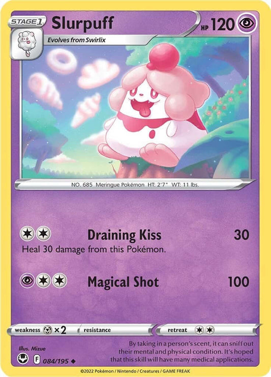 Slurpuff [SWSH12 - 084/195] Condition: Near Mint Collectible Trading Cards SWSH12: Silver Tempest Also available: Language: English Printing: Reverse Holofoil