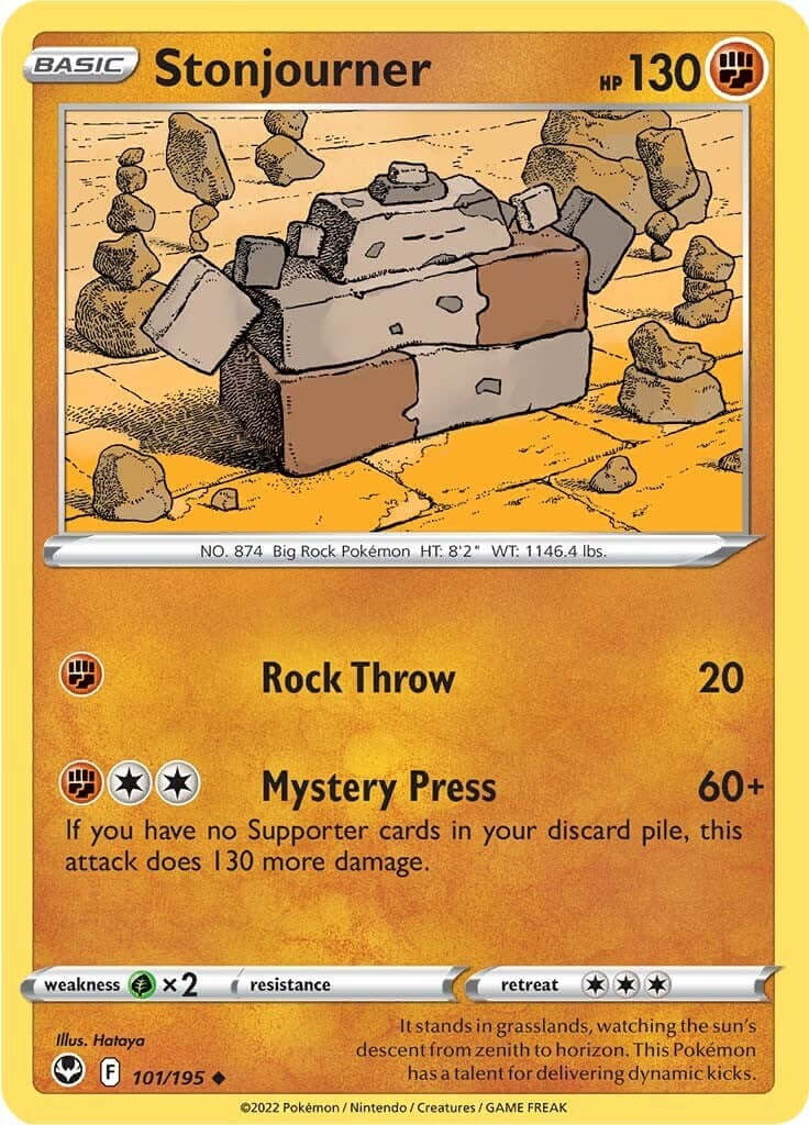 Stonjourner [SWSH12 - 101/195] Condition: Near Mint Collectible Trading Cards SWSH12: Silver Tempest Also available: Language: English Printing: Reverse Holofoil