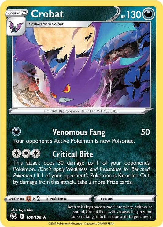 Crobat [SWSH12 - 105/195] Condition: Near Mint Collectible Trading Cards SWSH12: Silver Tempest Also available: Language: English Printing: Holofoil