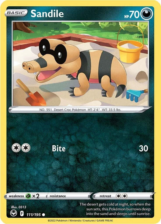Sandile [SWSH12 - 111/195] Condition: Near Mint Collectible Trading Cards SWSH12: Silver Tempest Also available: Language: English Printing: Reverse Holofoil