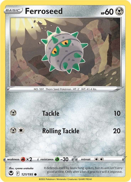 Ferroseed [SWSH12 - 121/195] Condition: Near Mint Collectible Trading Cards SWSH12: Silver Tempest Also available: Language: English Printing: Reverse Holofoil