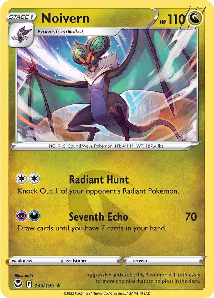 Noivern [SWSH12 - 133/195] Condition: Near Mint Collectible Trading Cards SWSH12: Silver Tempest Also available: Language: English Printing: Reverse Holofoil